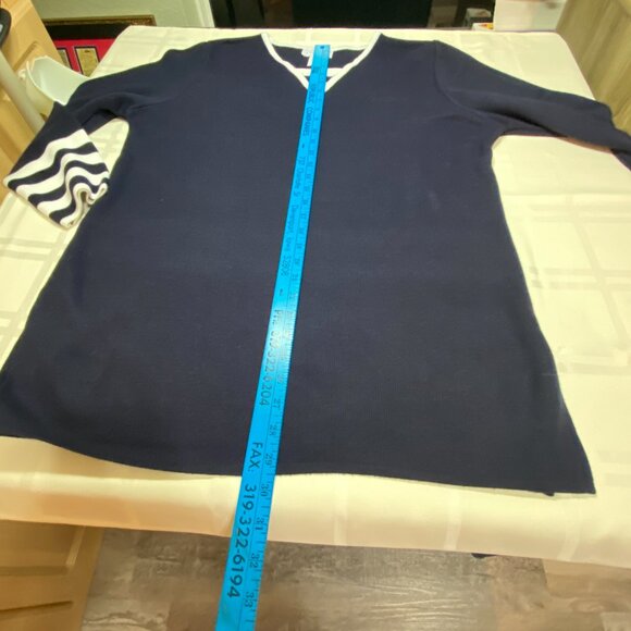 J.G. Hook Women's Navy Blue Striped Sweater Tunic  Fisherman Aesthetic Nautical - Picture 6 of 6